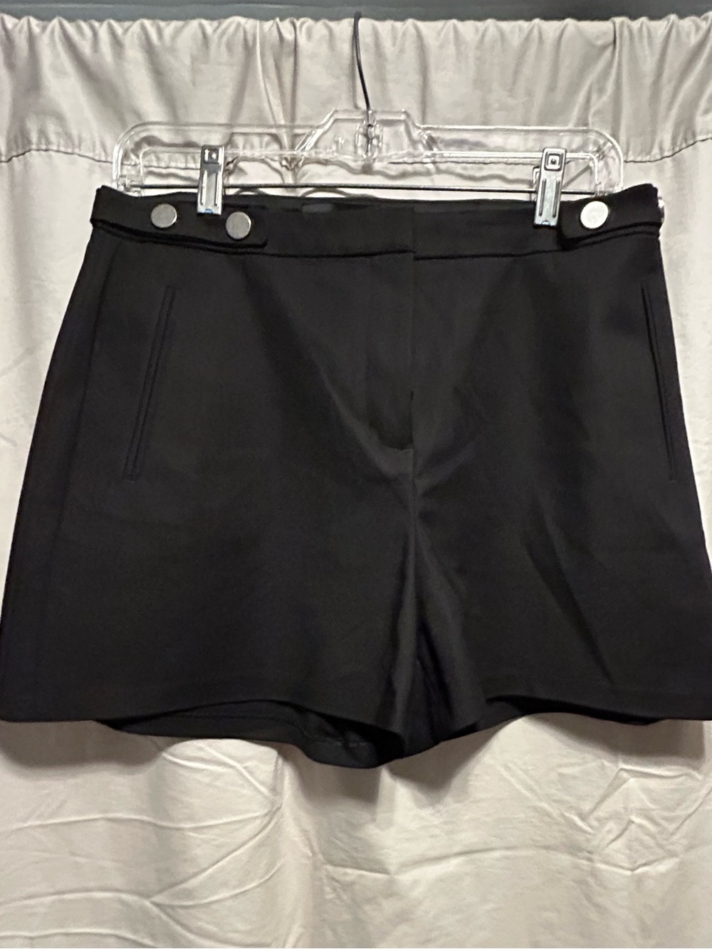 Women's Black Tailored Button-Waist Shorts